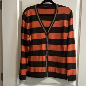 Lafayette 148 Striped Orange and Brown Women’s  Sweater